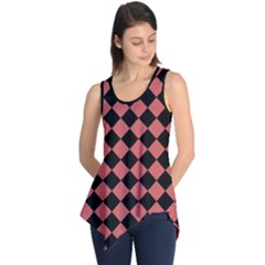 Block Fiesta Black And Indian Red Sleeveless Tunic by FashionBoulevard