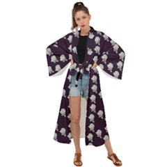 White Rose In Purple Maxi Kimono by snowwhitegirl