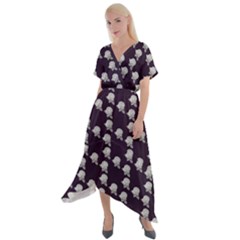 White Rose In Purple Cross Front Sharkbite Hem Maxi Dress by snowwhitegirl