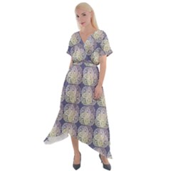Doily Only Pattern Blue Cross Front Sharkbite Hem Maxi Dress by snowwhitegirl