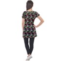 Doily Rose Pattern Black Puff Sleeve Tunic Top View2