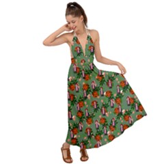 Fiola Pattern Green Backless Maxi Beach Dress by snowwhitegirl
