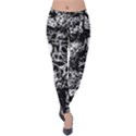 Graffiti Abstract Collage Print Pattern Velvet Leggings View1