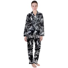 Graffiti Abstract Collage Print Pattern Satin Long Sleeve Pyjamas Set by dflcprintsclothing