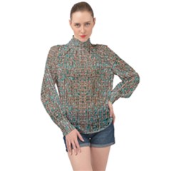 Sterling Silver And A Flow Of Japanese Kanji Inspiration High Neck Long Sleeve Chiffon Top by pepitasart
