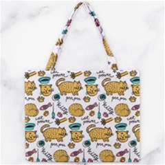 Hand Drawn Kitten Pattern With Elements Mini Tote Bag by Vaneshart