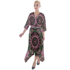 Sakura Wreath And Cherry Blossoms In Harmony Quarter Sleeve Wrap Front Maxi Dress by pepitasart