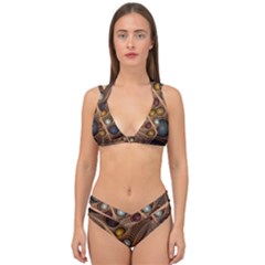 Fractal Fantasy Abstract Design Double Strap Halter Bikini Set by Wegoenart