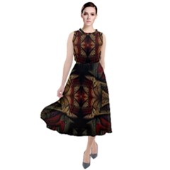 Fractal Fantasy Texture Pattern Round Neck Boho Dress by Wegoenart