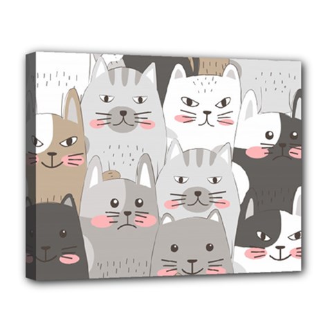 Cute Cats Seamless Pattern Canvas 14  X 11  (stretched) by Wegoenart