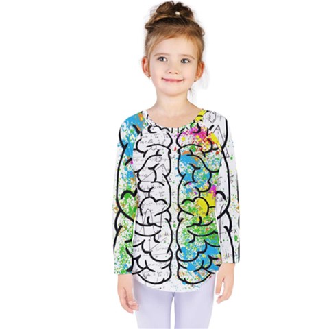 Brain Mind Psychology Idea Drawing Kids  Long Sleeve Tee by Wegoenart