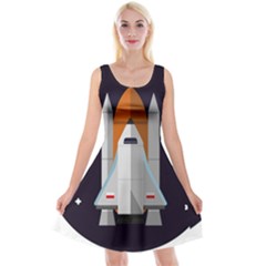 Rocket Space Universe Spaceship Reversible Velvet Sleeveless Dress by Wegoenart