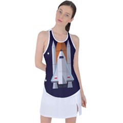 Rocket Space Universe Spaceship Racer Back Mesh Tank Top by Wegoenart