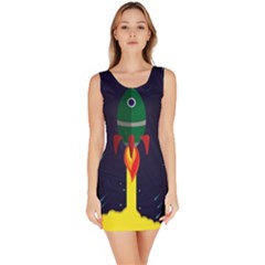 Rocket Halftone Astrology Astronaut Bodycon Dress by Wegoenart