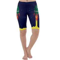 Rocket Halftone Astrology Astronaut Cropped Leggings  by Wegoenart