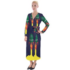 Rocket Halftone Astrology Astronaut Velvet Maxi Wrap Dress by Wegoenart