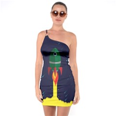 Rocket Halftone Astrology Astronaut One Soulder Bodycon Dress by Wegoenart