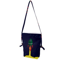 Rocket Halftone Astrology Astronaut Folding Shoulder Bag by Wegoenart