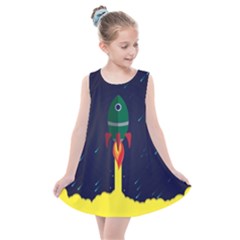 Rocket Halftone Astrology Astronaut Kids  Summer Dress by Wegoenart