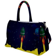 Rocket Halftone Astrology Astronaut Duffel Travel Bag by Wegoenart