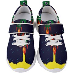 Rocket Halftone Astrology Astronaut Kids  Velcro Strap Shoes by Wegoenart
