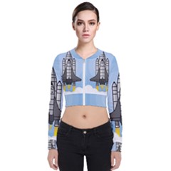 Rocket Shuttle Spaceship Science Long Sleeve Zip Up Bomber Jacket by Wegoenart