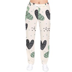 Cute Cactus Plants Seamless Pattern With Children Drawing Baby Kids Apparel Fashion Women Velvet Drawstring Pants by Nexatart