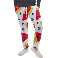 Cute Smiling Watermelon Seamless Pattern White Background Men s Jogger Sweatpants by Nexatart