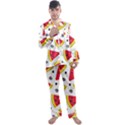 Cute Smiling Watermelon Seamless Pattern White Background Men s Satin Pajamas Long Pants Set View1