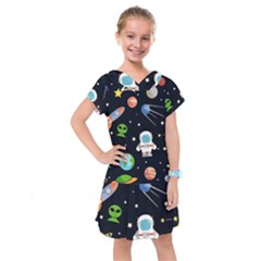 Space Astronomy Decorative Symbols Seamless Pattern Vector Illustration Kids  Drop Waist Dress by Nexatart