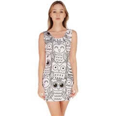 Circle Shape Pattern With Cute Owls Coloring Book Bodycon Dress by Nexatart