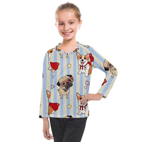 Pattern Dog Kids  Long Mesh Tee by Nexatart
