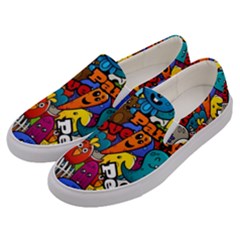 Graffiti Characters Seamless Pattern Men s Canvas Slip Ons by Nexatart