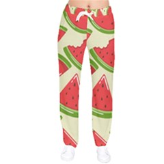 Cute Watermelon Seamless Pattern Women Velvet Drawstring Pants by Nexatart