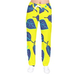 Leaves Pattern Picture Detail Women Velvet Drawstring Pants by Nexatart