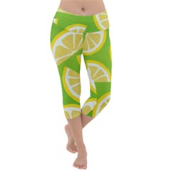 Lemon Fruit Healthy Fruits Food Lightweight Velour Capri Yoga Leggings by Nexatart