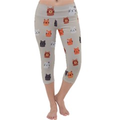 Cat Faces Pattern Capri Yoga Leggings by Nexatart