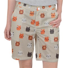 Cat Faces Pattern Pocket Shorts by Nexatart