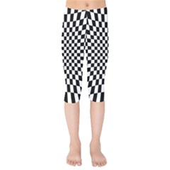 Illusion Checkerboard Black And White Pattern Kids  Capri Leggings  by Nexatart