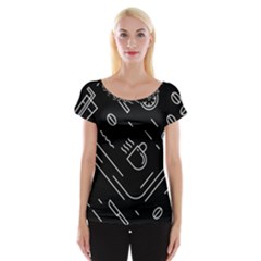 Coffee Background Cap Sleeve Top by Vaneshart