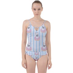French Bulldog Dog Seamless Pattern Cut Out Top Tankini Set by Vaneshart