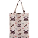 Pug Dog Cat With Bone Fish Bones Paw Prints Ball Seamless Pattern Vector Background Zipper Classic Tote Bag View1