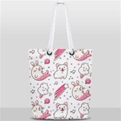 Cute Animals Seamless Pattern Kawaii Doodle Style Full Print Rope Handle Tote (small) by Vaneshart