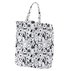 Seamless Pattern With Black White Doodle Dogs Giant Grocery Tote by Vaneshart