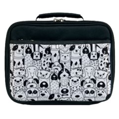 Seamless Pattern With Black White Doodle Dogs Lunch Bag by Vaneshart