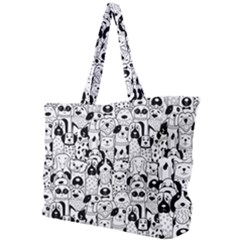 Seamless Pattern With Black White Doodle Dogs Simple Shoulder Bag by Vaneshart