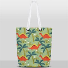 Cute Colorful Dinosaur Seamless Pattern Full Print Rope Handle Tote (small) by Vaneshart