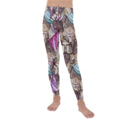 Hand Drawn Animal Pattern Dog Illustration Kids  Lightweight Velour Leggings by Vaneshart