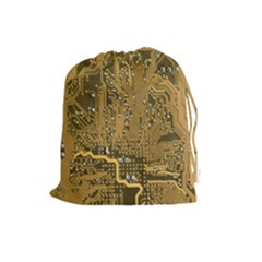 Pcb Printed Circuit Board Drawstring Pouch (large) by Vaneshart