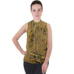 Pcb Printed Circuit Board Mock Neck Chiffon Sleeveless Top by Vaneshart